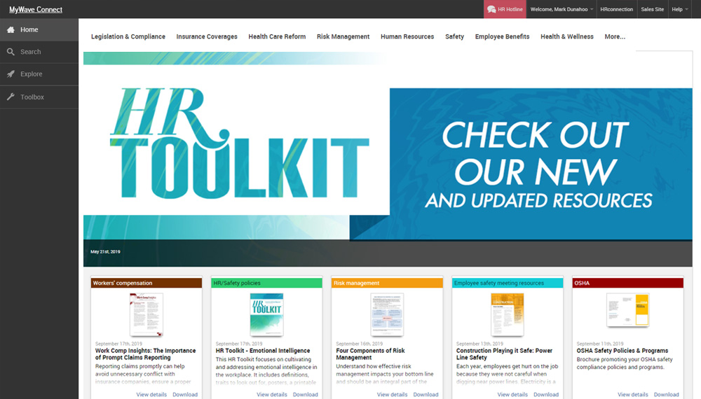MyWave home screen Zywave